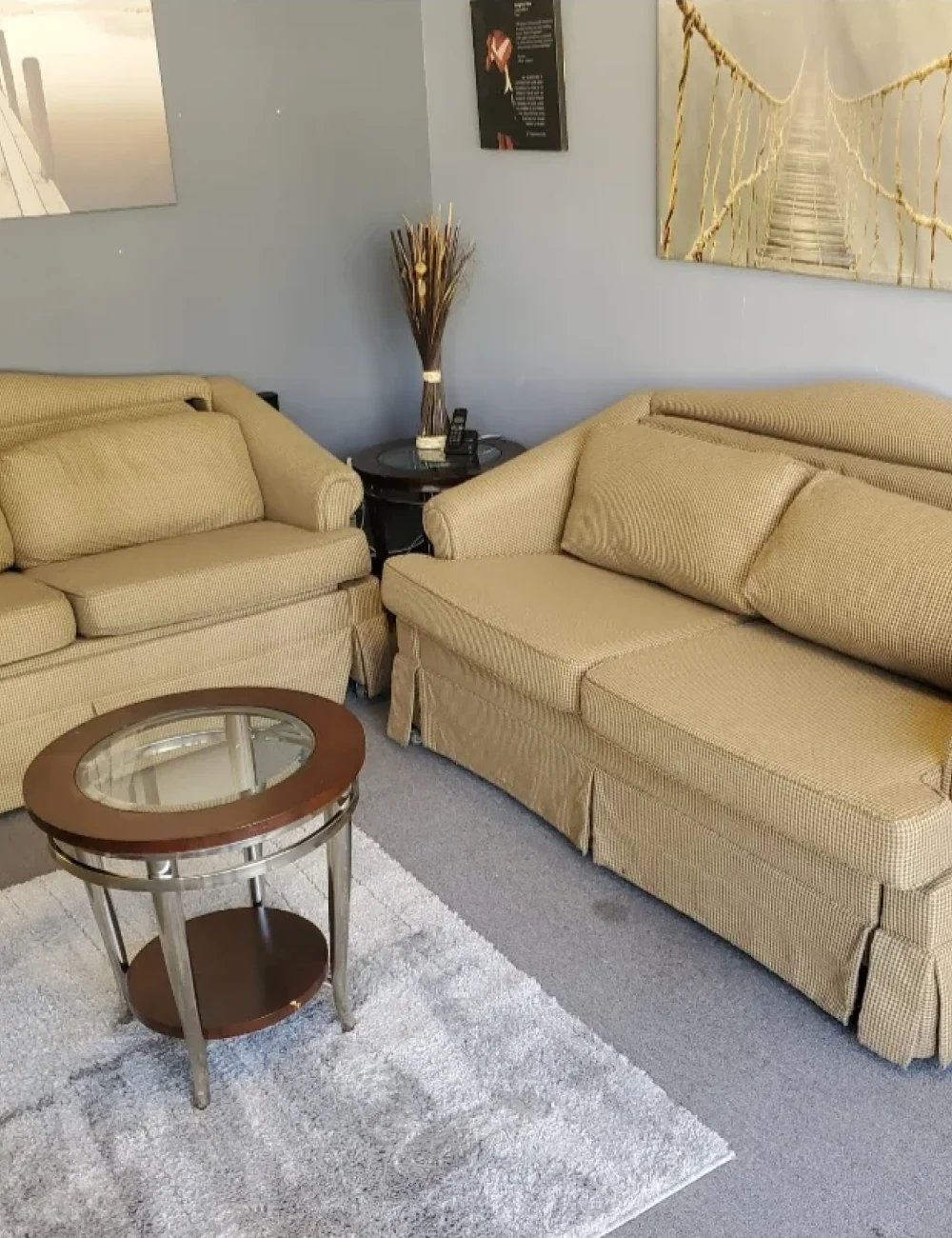 Comfortable lounge seating in the welcome area at Bridges Community Support Services