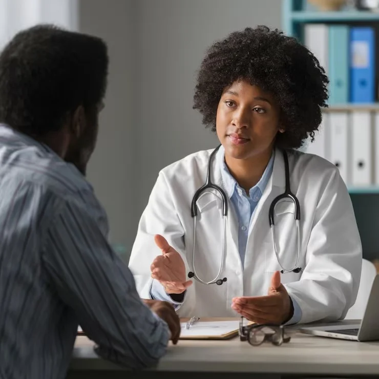Certified counselor explaining behavioral health recovery programs to a patient at BCSS in Orlando FL